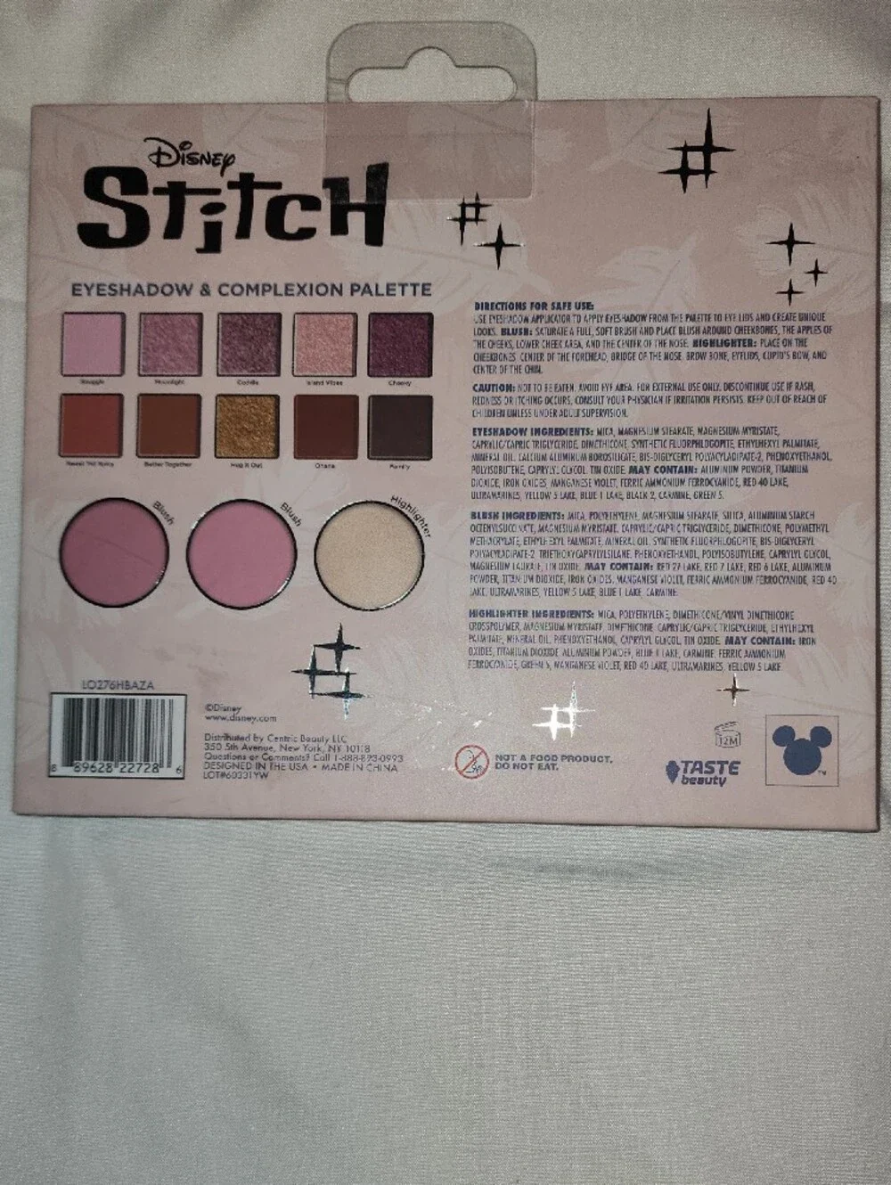 Disney Stitch Makeup Palette - Mint Green & Peach Art